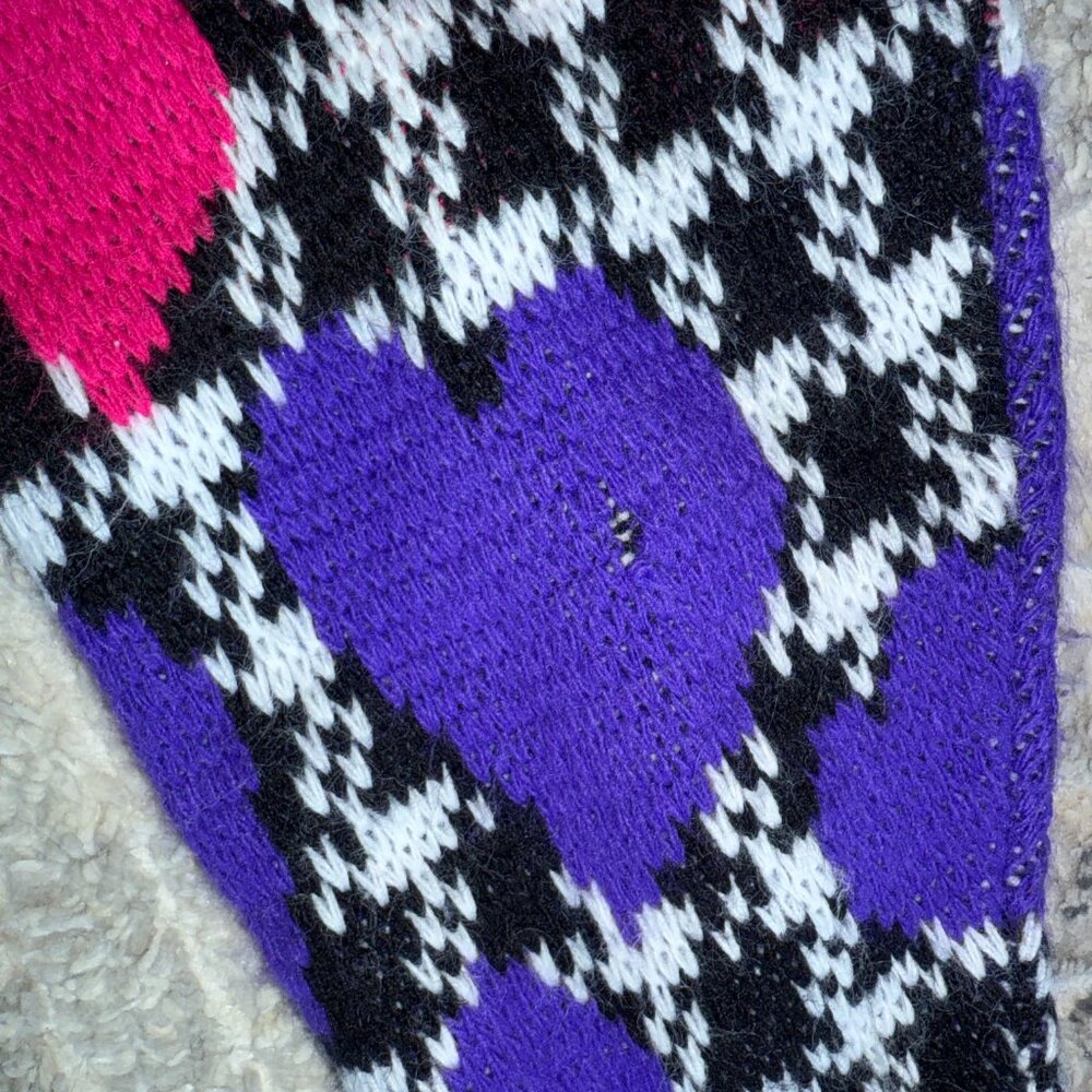 80s Bright Heart Pullover Chunky Knit Sweater Vintage Large - Picture 3 of 12